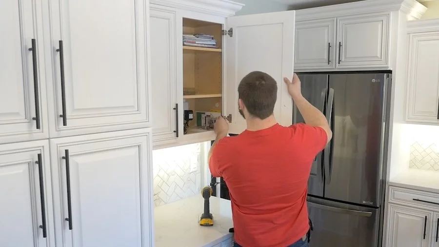 Cabinet refacing detail door removal