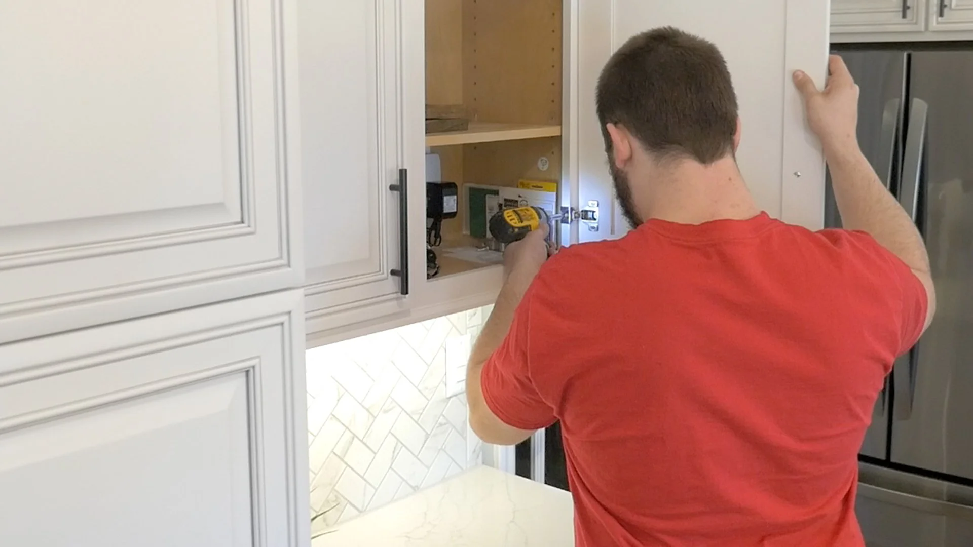 Cabinet hinge and hardware detail